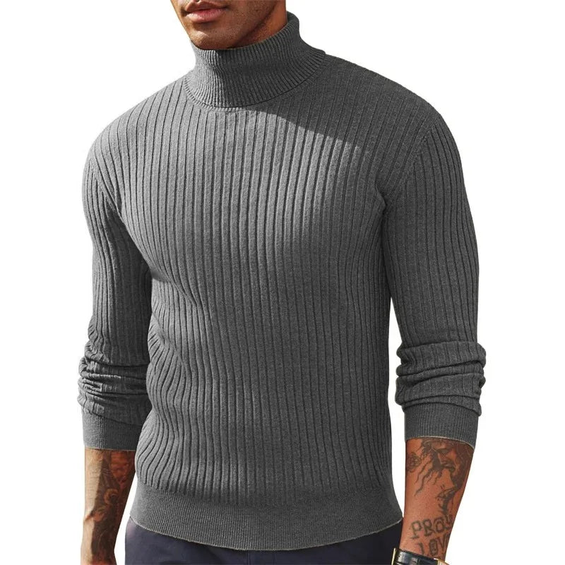 Camisola Masculina de Gola Alta em Malha — Outono e Inverno