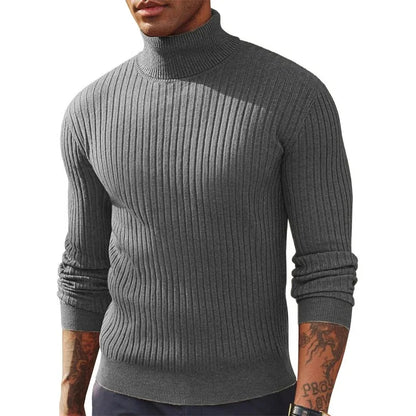 Camisola Masculina de Gola Alta em Malha — Outono e Inverno