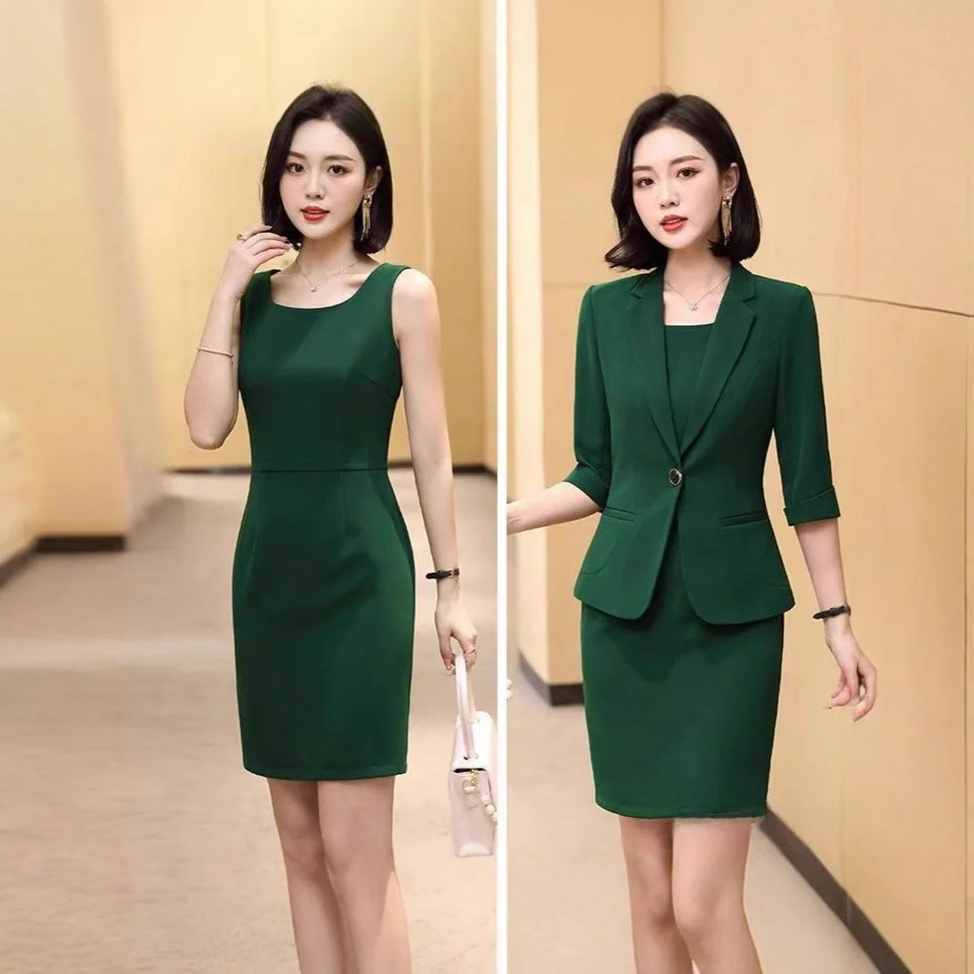 Conjunto elegante para ocasiões profissionais.