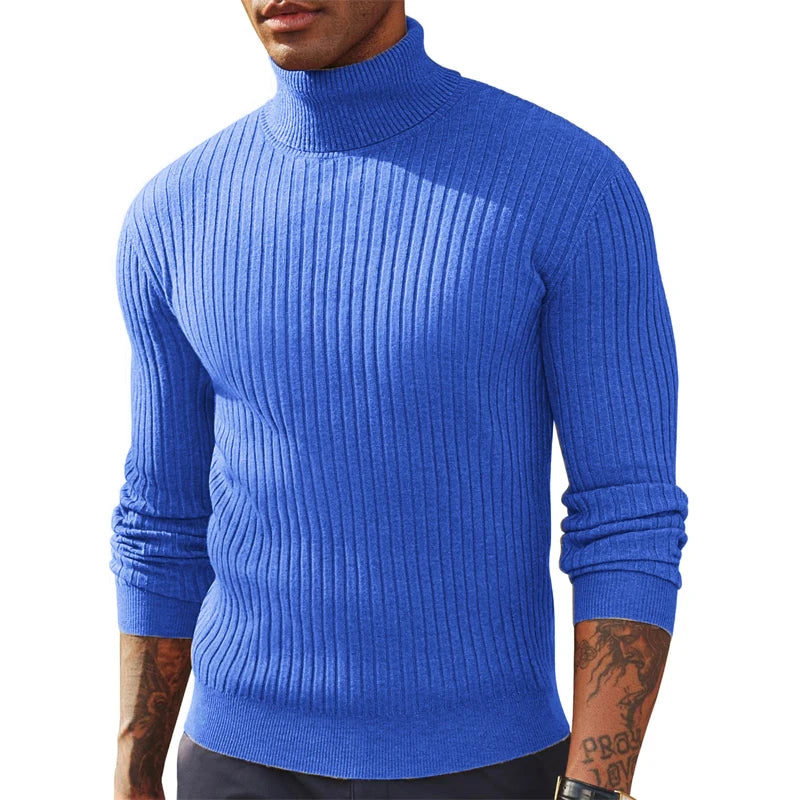 Camisola Masculina de Gola Alta em Malha — Outono e Inverno