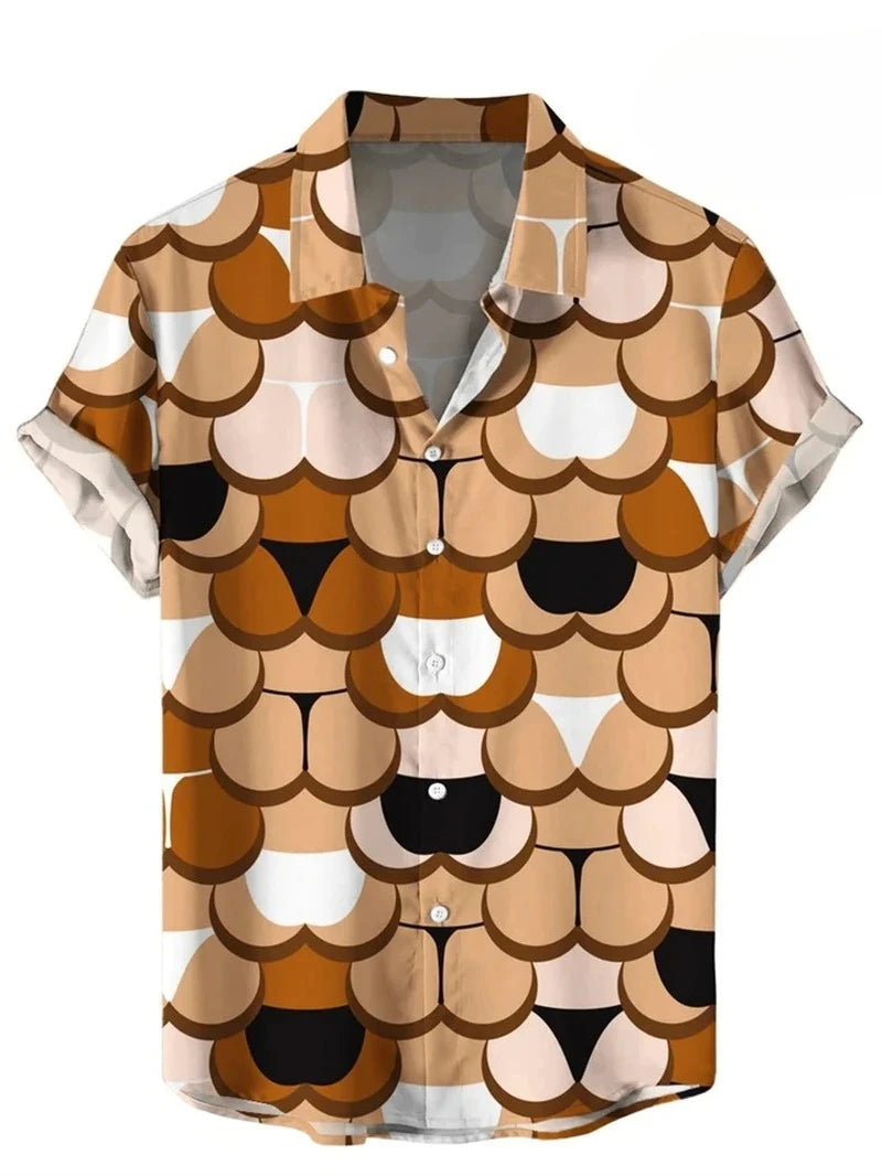 Camisa vintage com estampa de mapa 3D