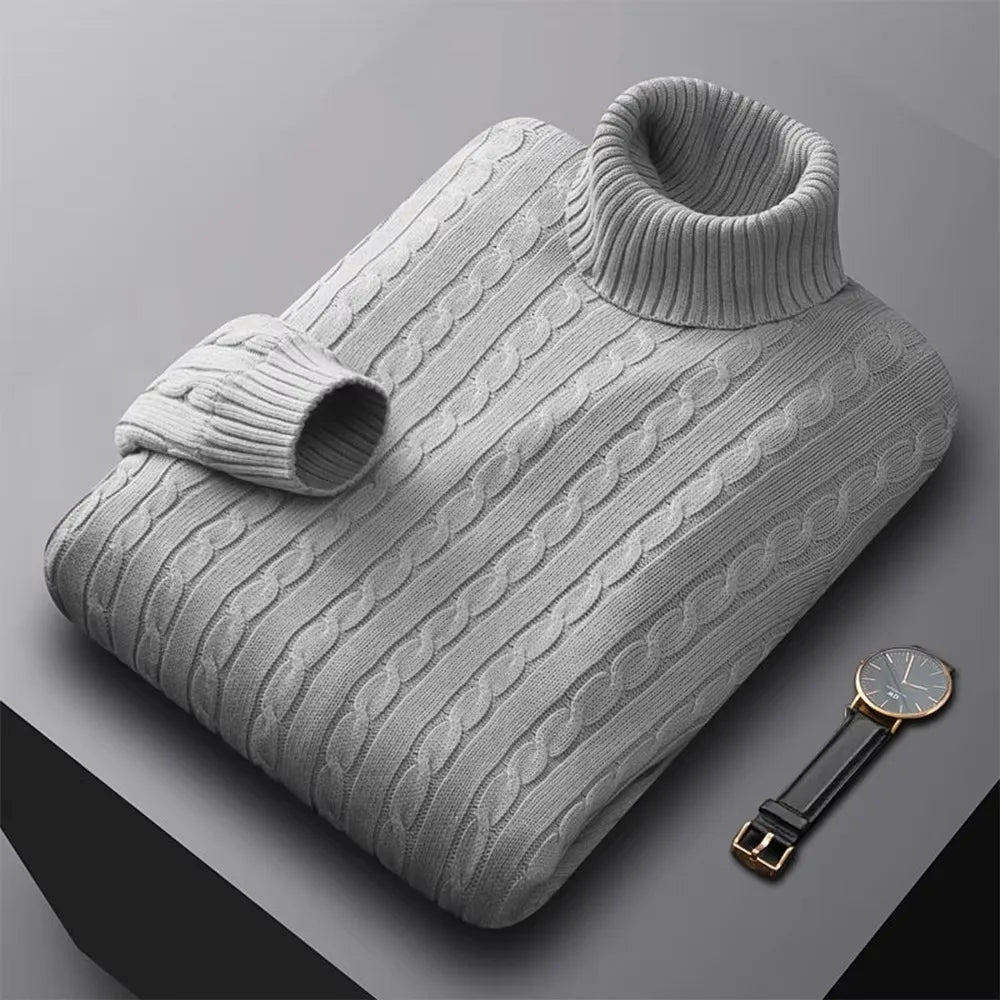 Suéter Masculino de Gola Alta em Malha – Casual e Quente