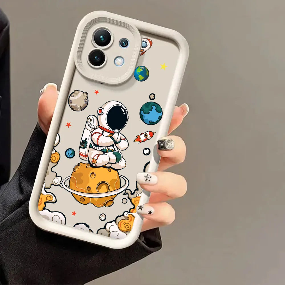 Capa de Silicone Fofa de Astronauta para Xiaomi, POCO e Redmi – Proteção e Estilo