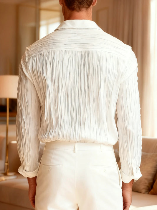 Camisa masculina LVLAEA com textura e pregas