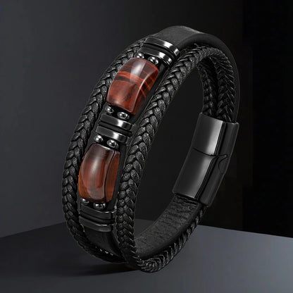 Pulseiras de couro com pedra natural