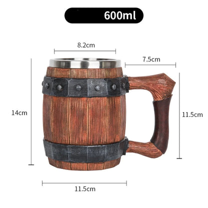 Caneca de cerveja estilo Viking em aço inoxidável