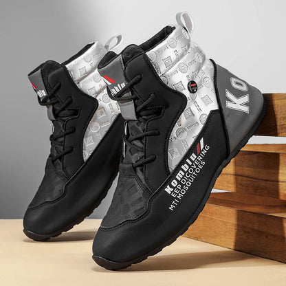 Ténis Masculinos Casuais de Cano Alto com Design em Relevo