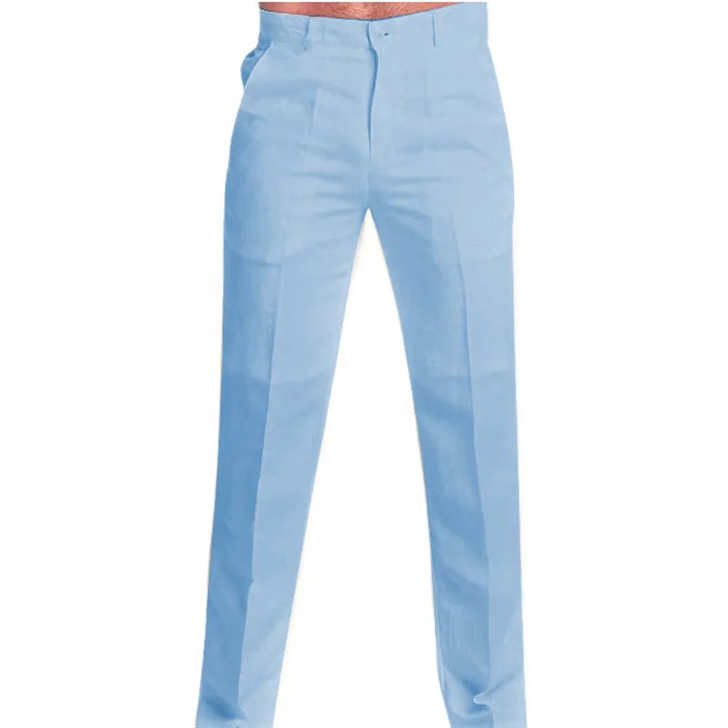 Calça masculina de linho com bolso reto na parte inferior