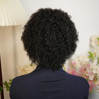 Peruca Curta Afro Kinky em Cabelo Humano