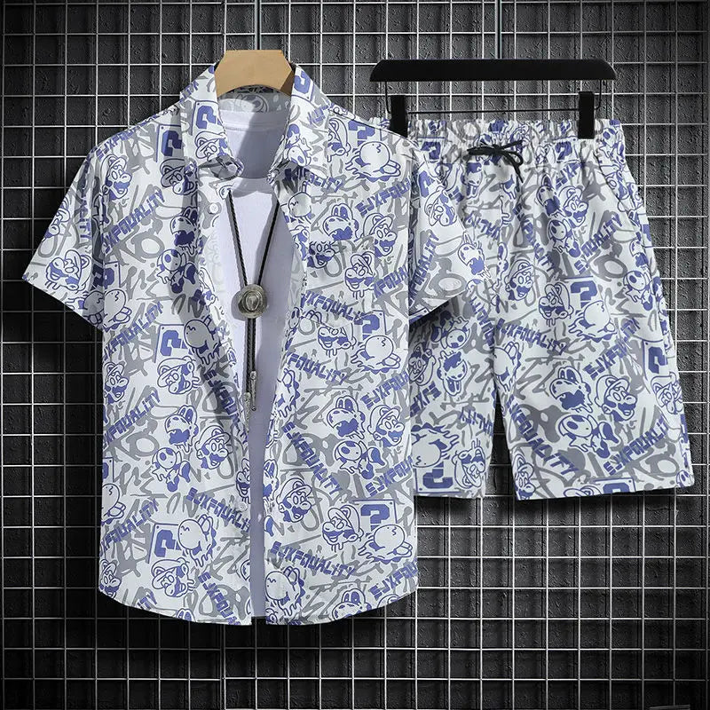 Conjunto masculino havaiano de verão para a praia