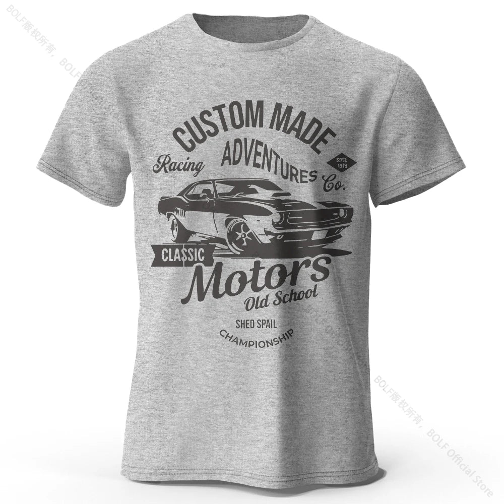 T-shirts com estampa de motor, 100% algodão