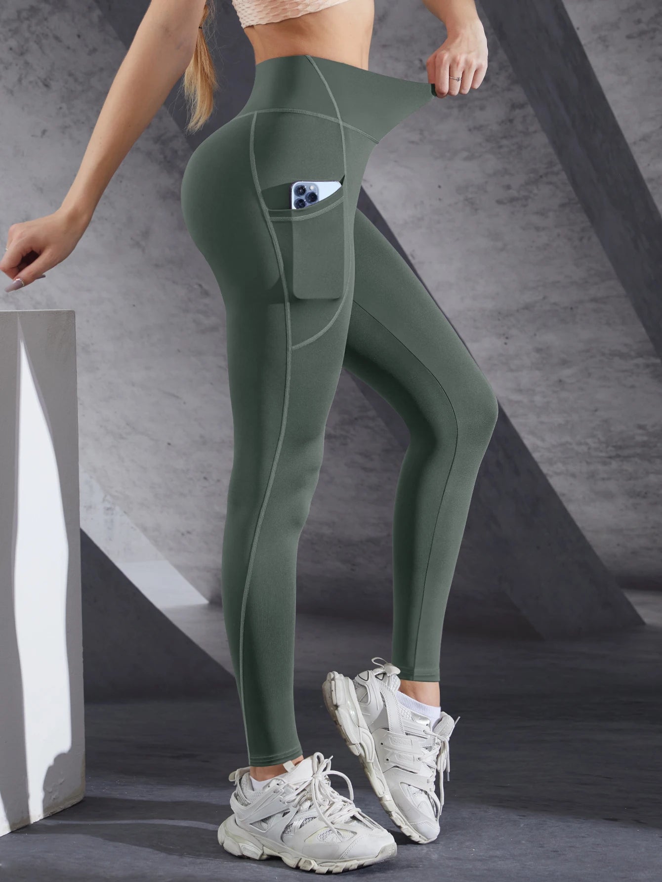 Calça Legging Feminina de Cintura Alta Elástica para Treino