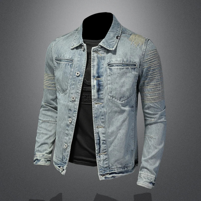 Casaco jeans masculina com capuz