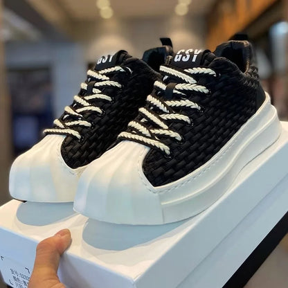 Tênis Designer listrado retalhos