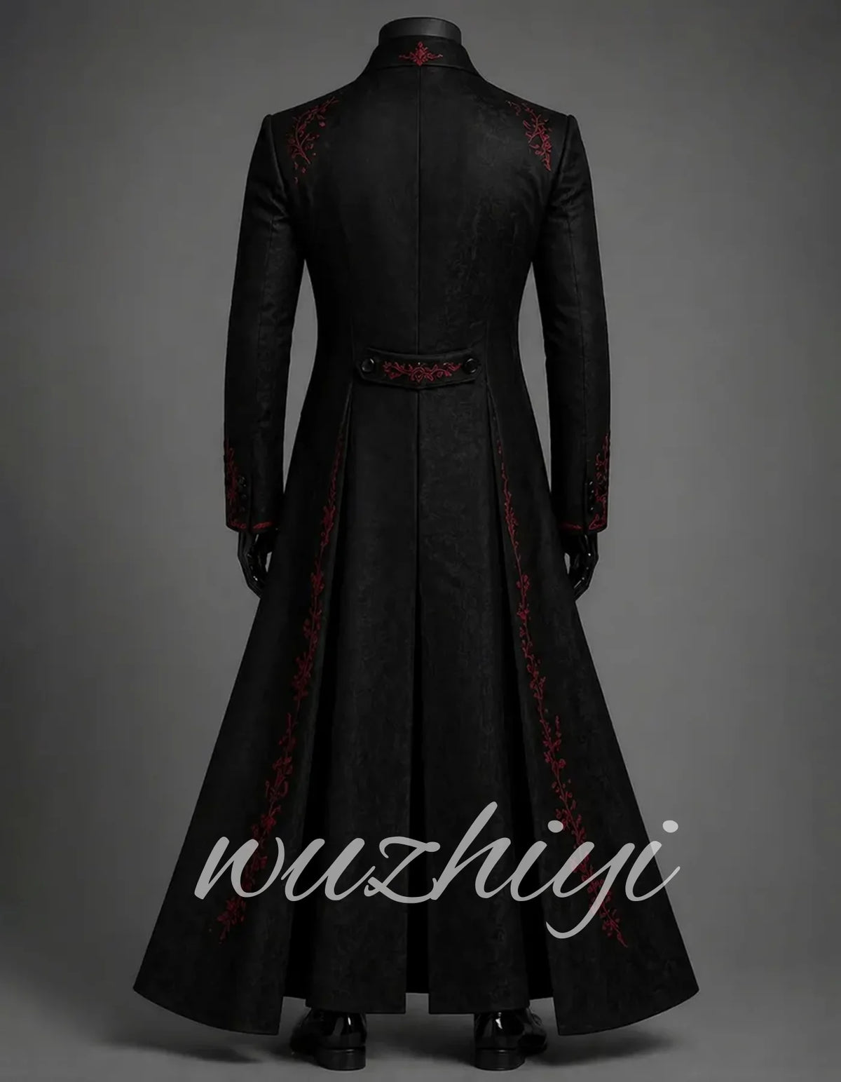 Terno Masculino de 3 Peças com Bordado Floral Vermelho