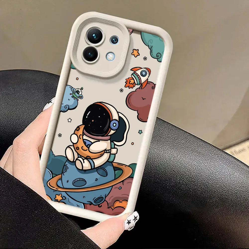 Capa de Silicone Fofa de Astronauta para Xiaomi, POCO e Redmi – Proteção e Estilo