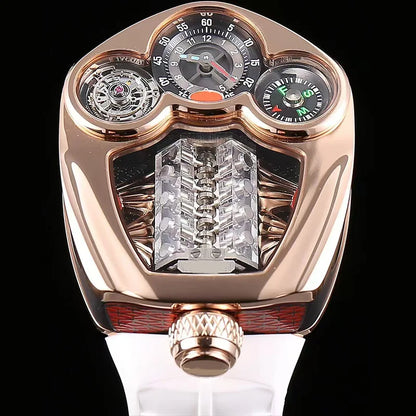 Relógio Masculino de Quartzo Engine — Aço Inoxidável, Bússola e 3 ATM