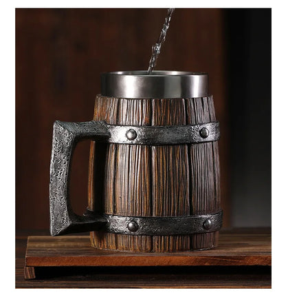 Caneca de Cerveja de Tambor de Madeira