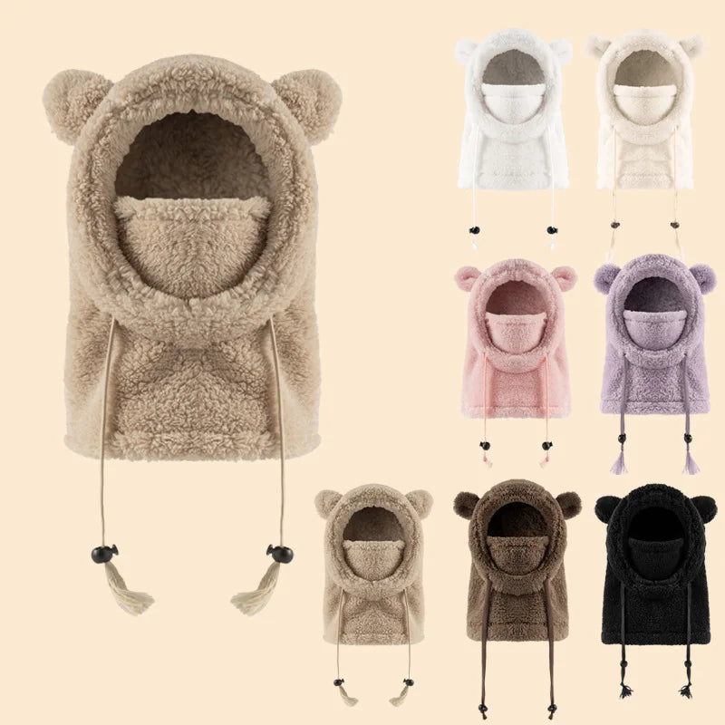 Gorro infantil de peça única com proteção quente para orelhas e pescoço