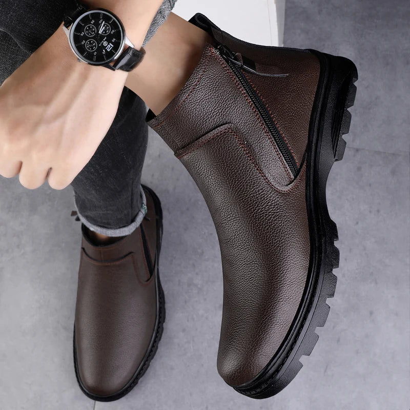 Botas Chelsea Masculinas em Couro Genuíno