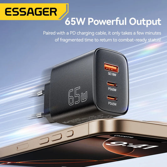 Carregador Essager 65W GAN