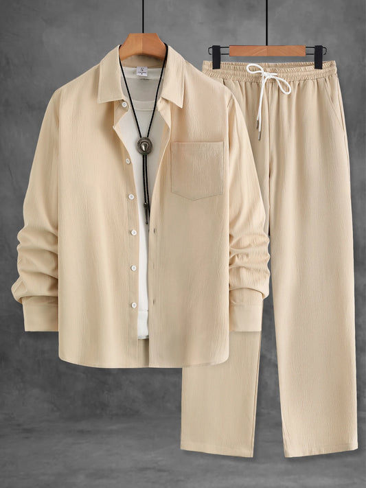 Conjunto Masculino Bege Texturizado