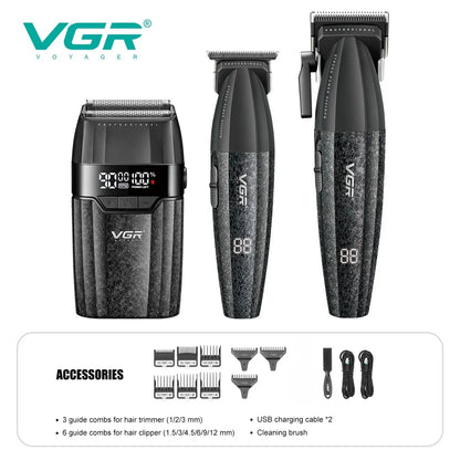 Máquina VGR V-640 S3 3 em 1 para Cabelo, Barba e Acabamento — 9000 RPM