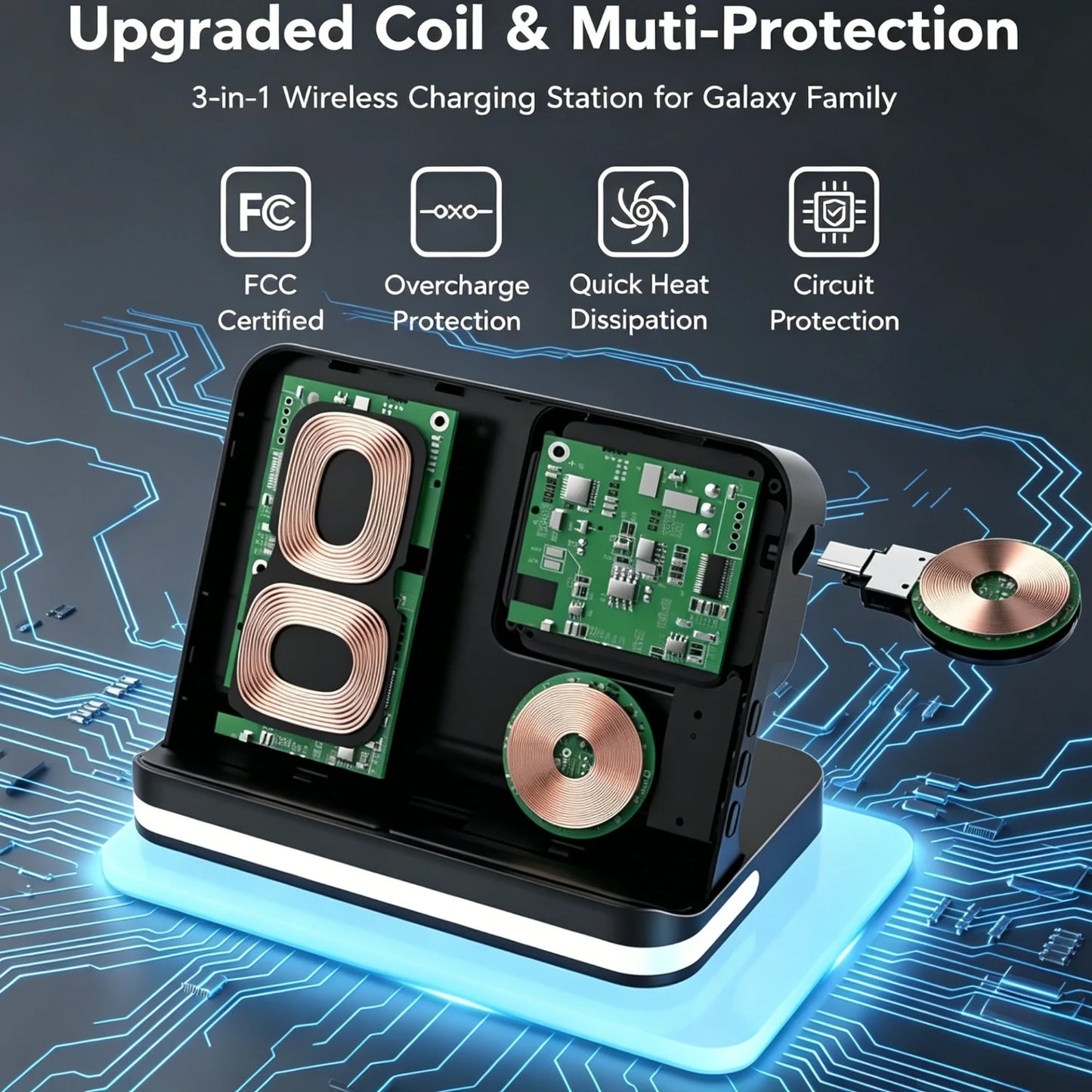 Carregador Sem Fio 4 em 1 para Samsung