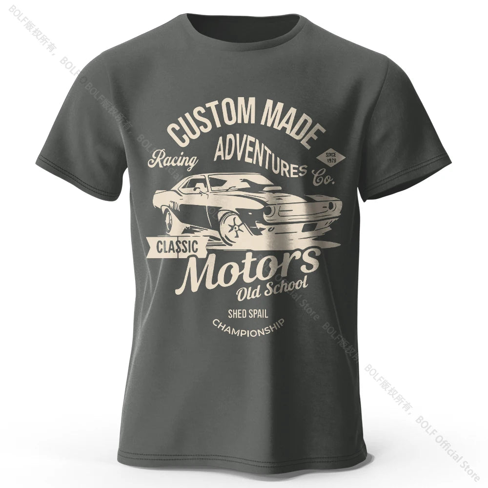 T-shirts com estampa de motor, 100% algodão