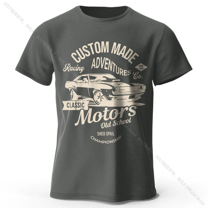 T-shirts com estampa de motor, 100% algodão