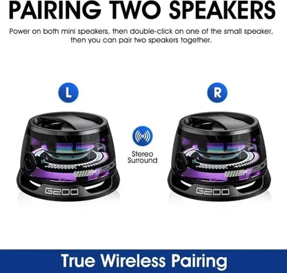 Mini coluna Bluetooth portátil com suporte para telemóvel