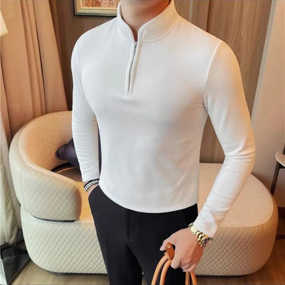Camiseta Masculina com Meio Zíper