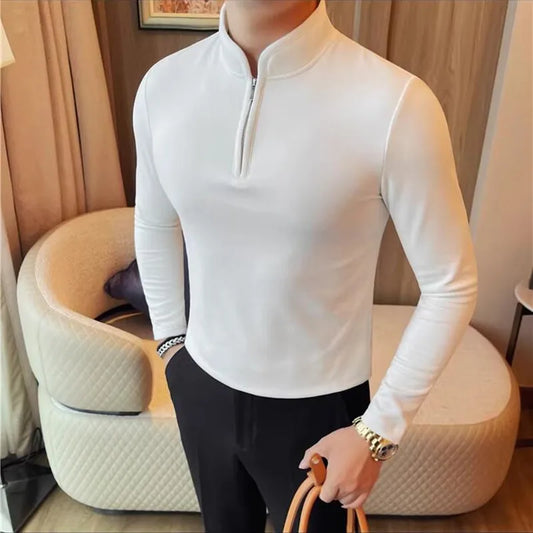 Camiseta Masculina com Meio Zíper
