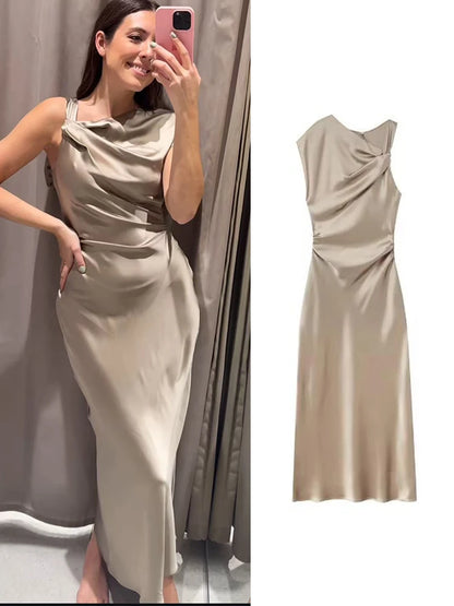 Vestido midi manga curta