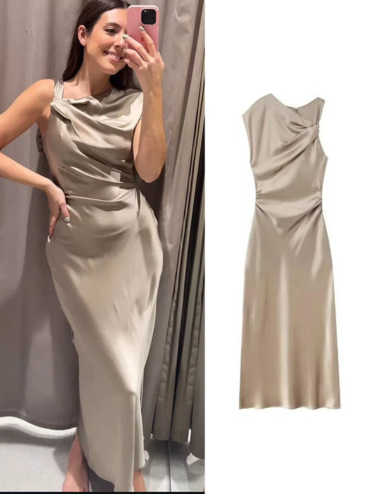 Vestido midi manga curta