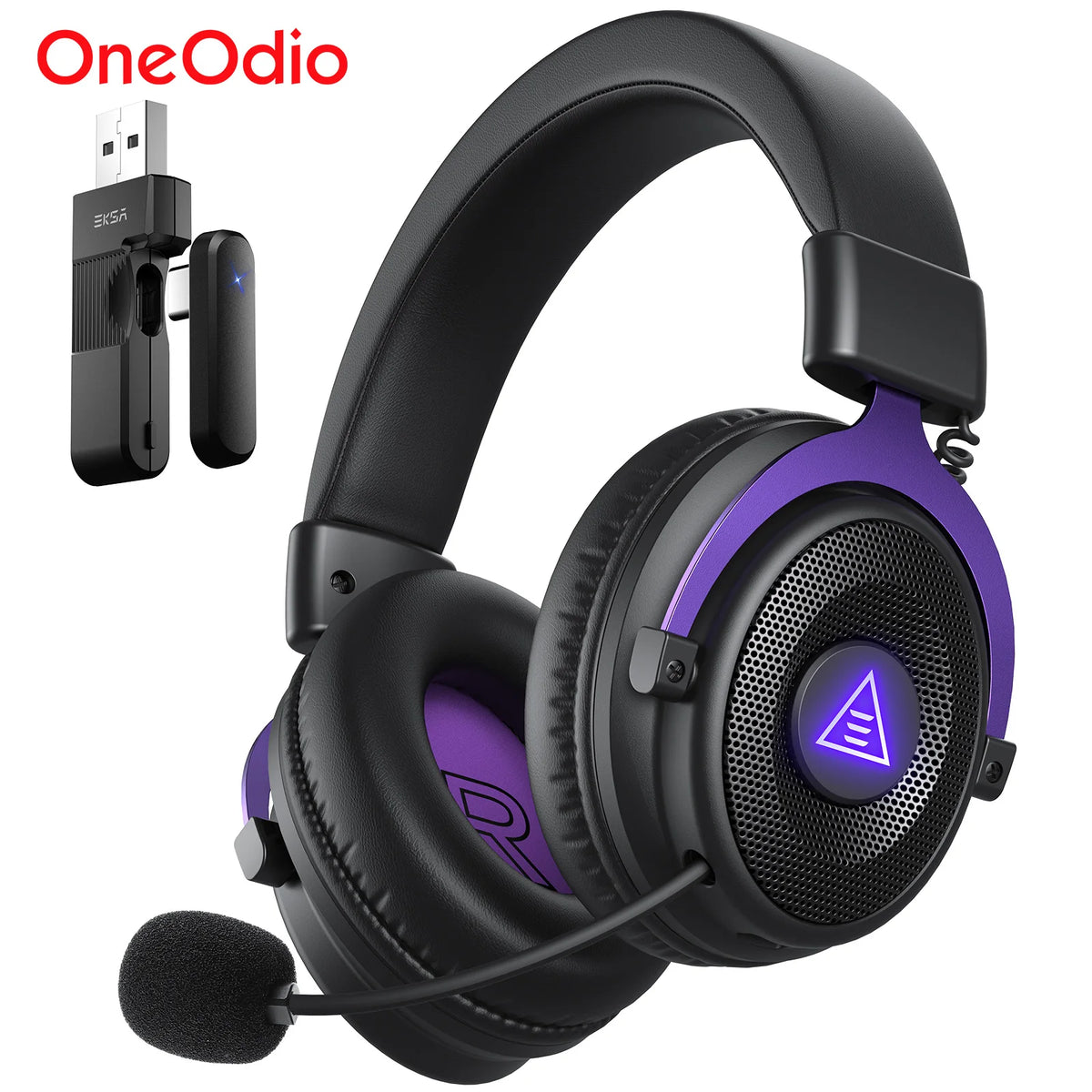 Headset Gamer OneOdio EKSA E900 WT — Sem Fio 2.4G, Bluetooth e RGB