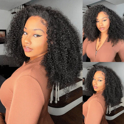 Peruca sem costura afro kinky encaracolado