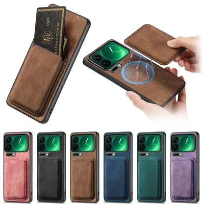 Capa carteira de couro magnético de luxo para Xiaomi