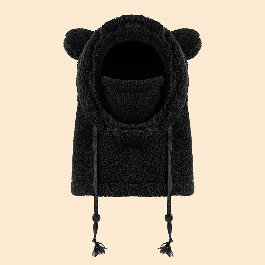 Gorro infantil de peça única com proteção quente para orelhas e pescoço