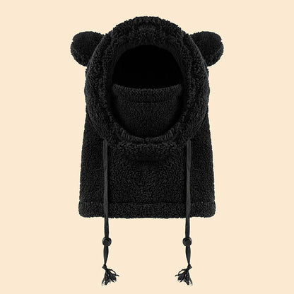 Gorro infantil de peça única com proteção quente para orelhas e pescoço
