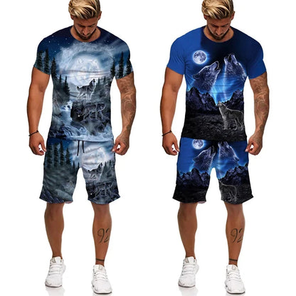 Fato impresso lobo 3D casual
