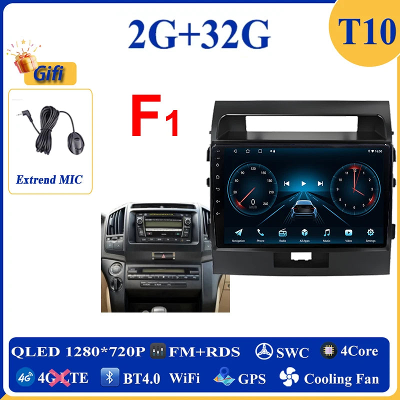 Central Multimídia Android 16 para Toyota Land Cruiser 11 200 2007-2015