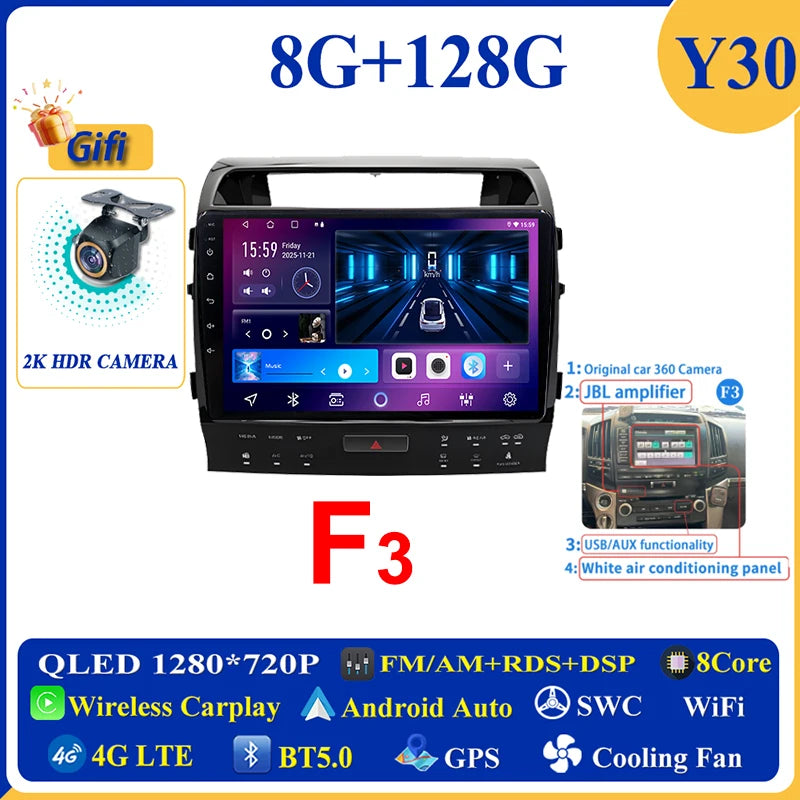 Central Multimídia Android 16 para Toyota Land Cruiser 11 200 2007-2015