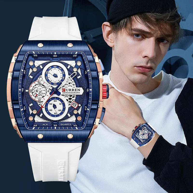 Relógio Masculino Curren 8442 — Caixa Quadrada