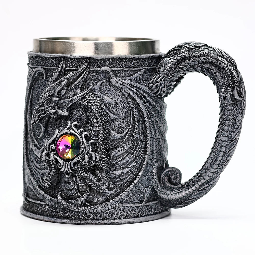Caneca de cerveja Viking Valhalla em aço inoxidável