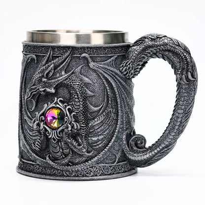 Caneca de cerveja Viking Valhalla em aço inoxidável