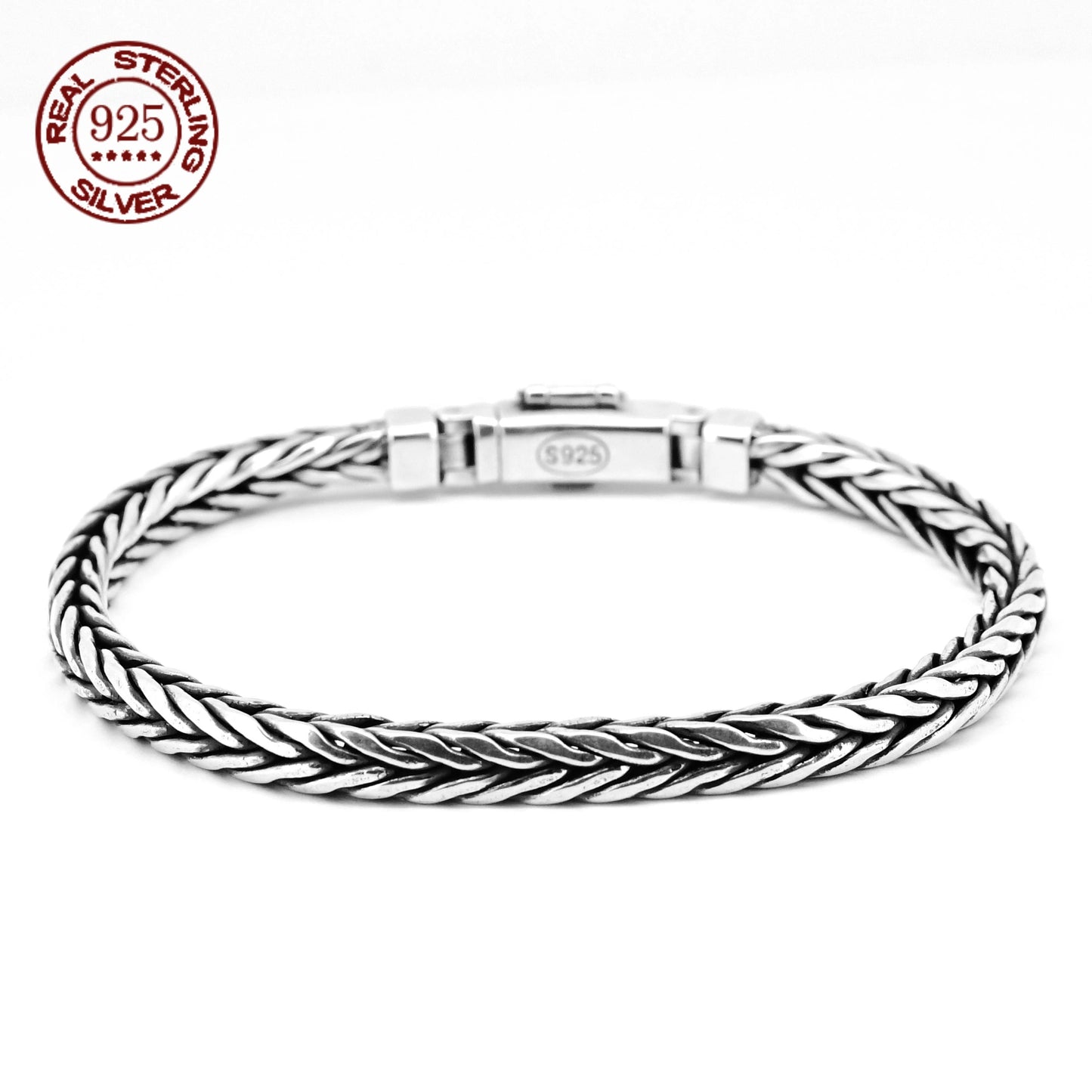 Pulseira de prata artesanal retro