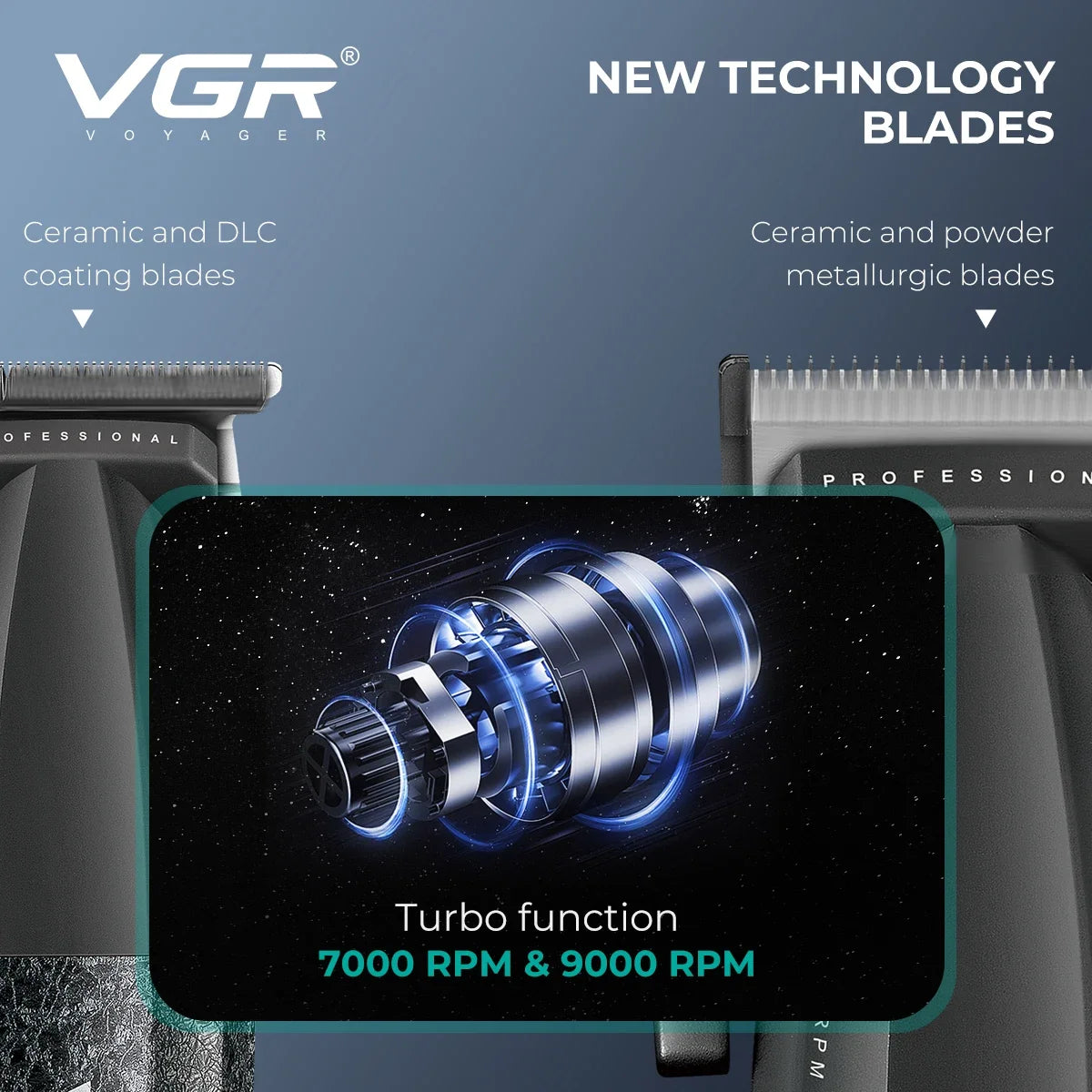 Máquina VGR V-640 S3 3 em 1 para Cabelo, Barba e Acabamento — 9000 RPM