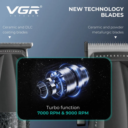 Máquina VGR V-640 S3 3 em 1 para Cabelo, Barba e Acabamento — 9000 RPM