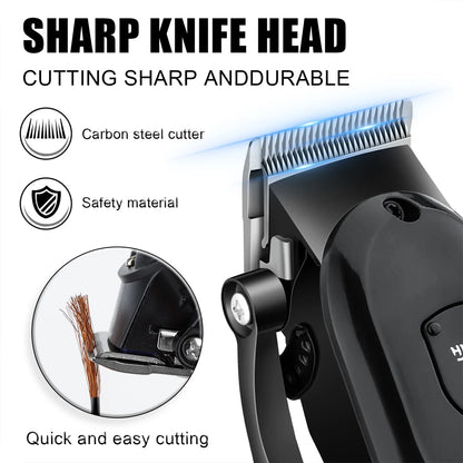 Kit de Cortador de Cabelo HIENA — Aparador Elétrico Profissional com Display LCD